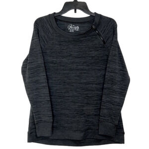 Gerry Charcoal Gray Asymmetrical 1/4 Zip Crew Neck Long SleeveSweatshirt - Sz LG